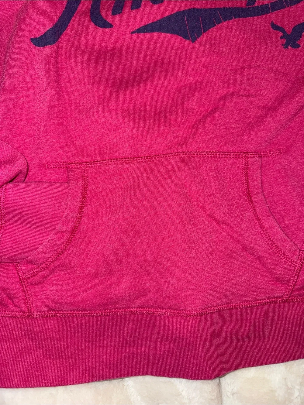 American Eagle Outfitters Scoop-Neck Hoodie — Fuchsia with Navy Logo